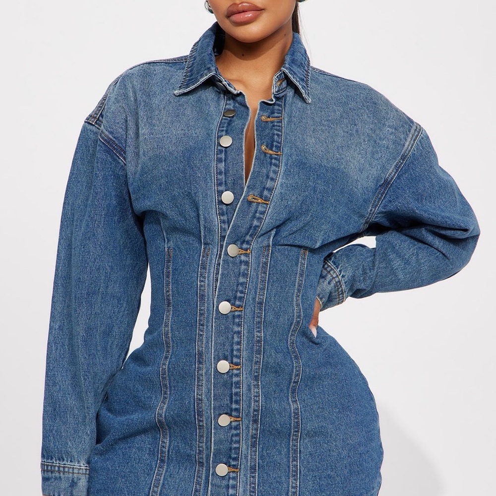 Fashion Nova Light Wash Denim Dress - Picture 2 of 5